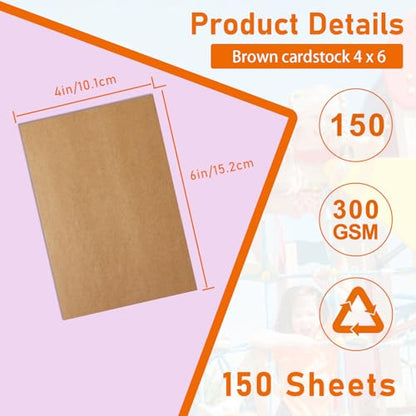 Guakicae 150 Sheets Brown Cardstock 5 x 7 Kraft Paper, 300gsm/110lb Heavyweight Flat Card Stock Recipe Paper for Cards Making, Wedding Invitations, Greeting Cards, Birthday, Mailing - color: Brown, size: 5x7-150pcs