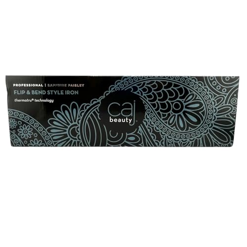 CAJ Beauty Flip & Bend Style Iron in Sapphire Paisley, Thermatru Technology, 1" Titanium Floating Teeth Comb, Automatic Shut-Off, Color-Coded LED Lights for Easy Temperature Indication - color: Sapphire Paisley