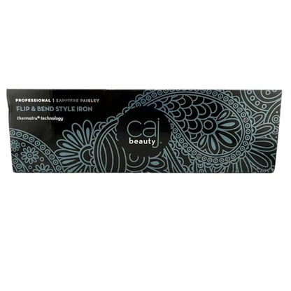 CAJ Beauty Flip & Bend Style Iron in Sapphire Paisley, Thermatru Technology, 1" Titanium Floating Teeth Comb, Automatic Shut-Off, Color-Coded LED Lights for Easy Temperature Indication - color: Sapphire Paisley