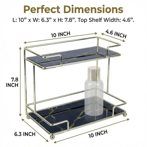 Simmerstone Perfumes Display Shelf, 2 Tier Bathroom Vanity Tray for Comestic, Makeups, Toiletries and Skincare, Multifunctional Cosmetic Storage Rack for Dresser and Countertop
