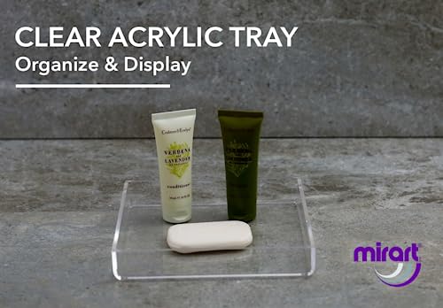 Clear Acrylic Organizer Tray, 8 x 8 Low-Profile Display & Vanity Tray – BPA-Free, Bathroom, Desk, Decor & Serving (Dry Use Only) - Made in USA - size: 8" x 8" x 1"