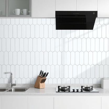 DICOFUN 10-Sheet Long Hexagon Peel and Stick Backsplash, 12"x12" PVC Stick on Backsplash Wall Tiles for Kitchen and Bathroom (Polished White) - color: Polished White, size: 10 Sheets, 12"x12"x0.12"