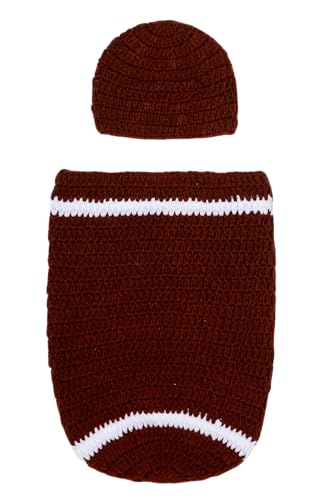 Matissa Newborn Baby Girl/Boy Crochet Knit Costume Photography Prop Hats Outfits - color: Rugby Ball