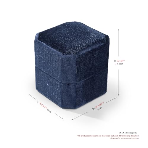 3 Slots Ring Box Velvet Ring Gift Box Wedding Day For Proposal, Engagement, Wedding, Mother's Day, Valentine's Day (Dark Blue) - color: Dark Blue