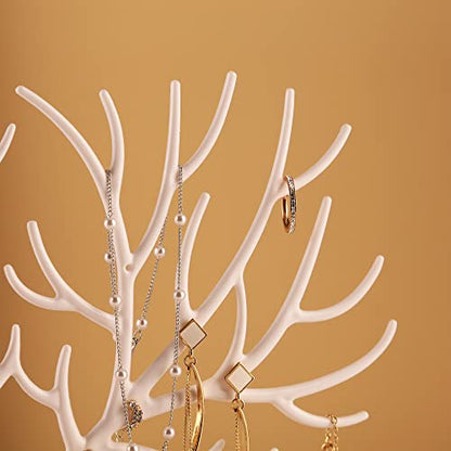 MORE&LESS Antlers Jewelry Display Stand,Tree Tower Rack Hanging Organizer for Ring Earrings Necklace Bracelet - color: A White