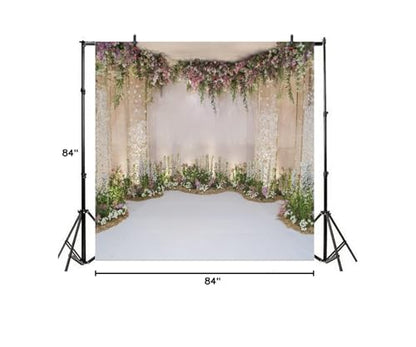 7x7ft Wedding Backdrop for Cradle Ceremony Background for Proposal Flowers Curtain Wedding Ceremony Banner Bridal Shower Background Mother's Day Floral Marriage Backdrop - size: 7x7ft