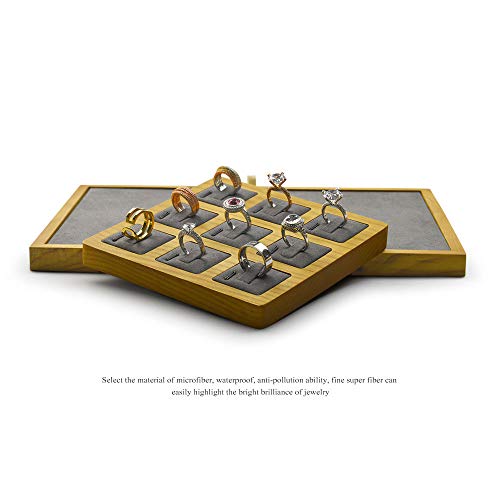 Jewelry Ring Display Tray Solid Wood Display Rings Stand Storage Jewelry Display Props Tray - color: Wsm02502