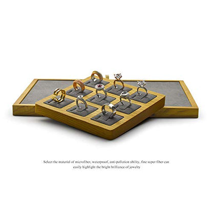 Jewelry Ring Display Tray Solid Wood Display Rings Stand Storage Jewelry Display Props Tray - color: Wsm02502