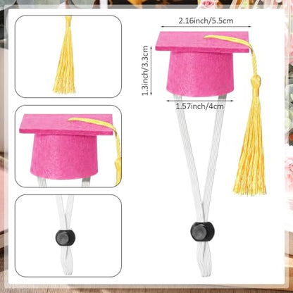 Eccliy 2 Pcs Pet Graduation Caps Mini Bachelor Hats with Tassel for Small Animal Guinea Pigs Hedgehog Bird Turtles Hamster Photo Props Graduation Festival Holiday Party Accessory (Pink Gold) - color: Pink Gold