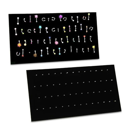 MOOCA 54 Clip Pendant/Body Jewelry Showcase Display Pad with Built in Easel for Belly Button Rings, Tongue Rings and Industrial Barbell organizer, Black Velvet, 2 Pieces Set - color: Black Velvet