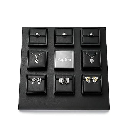 PU Leather Jewelry Stand Showcase Display Holder Jewellry Storage Stand (Black) - color: Black, size: Base Plate