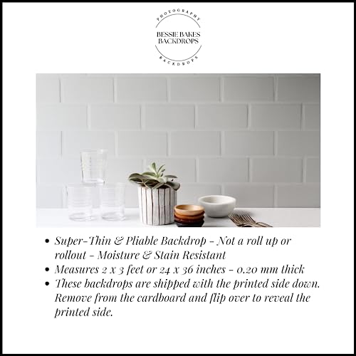 Bessie Bakes Super-Thin & Pliable Marble Replicated Photography Backdrop 2 Feet Wide x 3 Feet Long