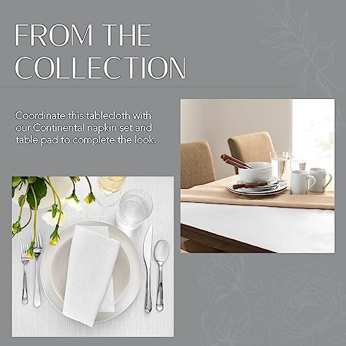 Elrene Home Fashions Continental Solid Texture Water, Stain & Wrinkle Resistant Tablecloth, 52"X52" Square, White - color: White, size: 52" x 52" (Square)