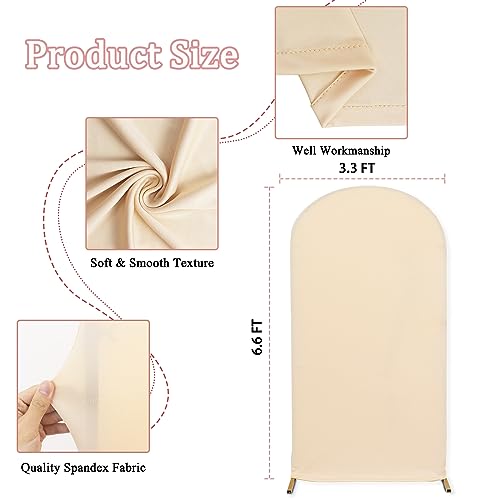 MODFUNS Beige Arch Backdrop Cover 6.6FT Wedding Arch Covers Chiara Arch Cover Backdrop Fabric Arch Covers Stretchy Back Drop Chiara Covering for Birthday Party Garden Ornament - color: Beige, size: 3.3 FT x 6.6 FT