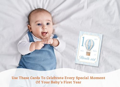 Baby Milestone Cards, 10pcs Double Sided Newborn Photo Prop, Baby Boy First Holiday, First Year Monthly Milestone Cards, Blue Pregnancy Announcement Ideas Decor Supplies(02) - style: Blue