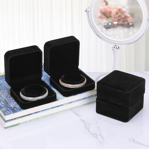 LETURE 4 Pieces Classic Velvet Bracelet Bangle Pendant Necklace Gift Box, Travel Jewelry Box Display Storage Case for Gift, Wedding, Engagement, Proposal, Birthday (Bracelet STYLE 1-4PCS) - color: Bracelet STYLE 1-4PCS