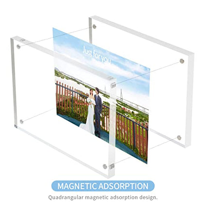 Sezanrpt Acrylic Photo Frames 3.5x5 Double Side Magnets Picture Frame, Magnetic Picture Frames for 3x4, 3x5, 3.5x4.5 photo, 10 + 10MM Thickness 1Pack - size: 3.5'' x 5''