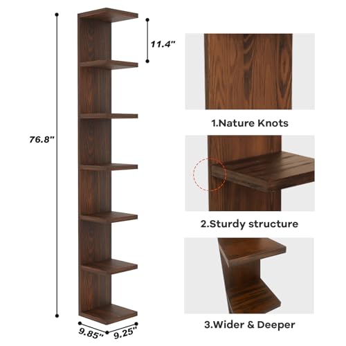 LitaEther Lack Wall Shelf,Display Floating Shelf (Solid Wood, 7 Tier) - color: Solid Wood, size: 7 Tier