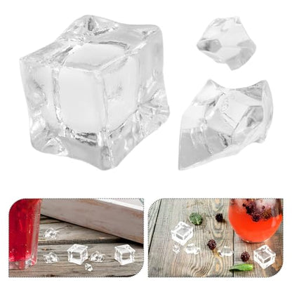 Healeved 310pcs Realistic Fake Ice Cubes and Crushed Acrylic Ice Rocks Set Artificial Cube Vase Fillers for Wedding Table Scatter and Photography Props