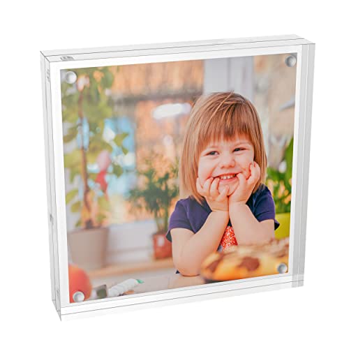 Sezanrpt Clear Booth Photo Frame 5x5, Perspex Square Picture Frame, Acrylic Photo Frame for 5x5, 4x4, 3x3 Picture Display - size: 5'' X 5''