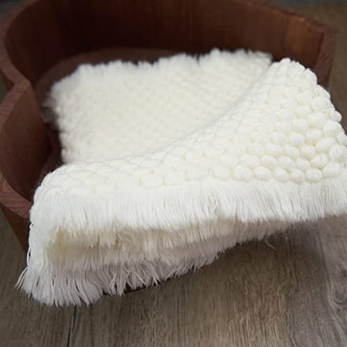 Zeroest Baby Photography Props Basket Braid Wool Wrap Newborn Photo Shoot Baskets Filler Posing Stuffer Background Blanket (White) - color: White