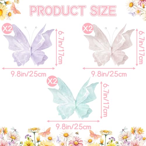 3D Hanging Butterfly Decorations, Butterfly Birthday Party Decorations, 6 Pcs Water-Repellent Paper Butterfly Hanging Decorations for Girls, Women, Flower Garden Party Décor - color: Pastel Purple