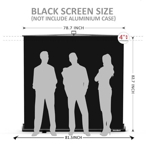 【Wider Style】 RAUBAY 78.7 x 82.7in Large Collapsible Black Backdrop Screen Portable Retractable Panel Photo Background with Stand for Video Conference, Photographic Studio, Streaming - color: Black, size: Wider (78.7 x 82.7in)