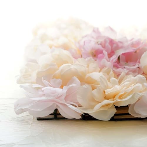 Efavormart Pack of 4 | 13 Sq. Ft. Pink Champagne Silk Flower Wall Panels, 3D Floral Backdrop Mat with Peonies and Hydrangeas for Bridal Showers and Photo Booths - color: Pink/Champagne