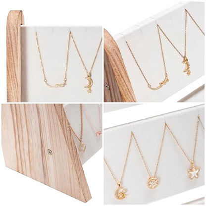 Necklace Holder 3 Tier Wood Necklace Organizer Stand with White Velvet, Necklace Display Stand for Selling, Chain Necklace Holder Rack for Show, 72 Necklaces Bracelets - style: One-Sided White