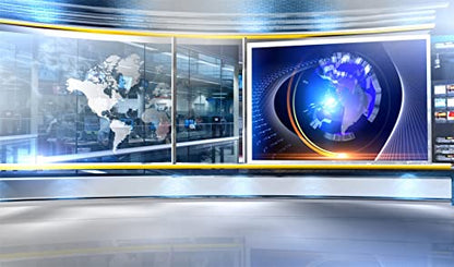 17x10 News Studio Fabric Backdrop TV Broadcast Studio Prop Video Recording Filming Conference Photo Kids Anchor Reporter Office Banner Radio Business Interview Live Show Talk Show Party Poster - size: 17x10FT