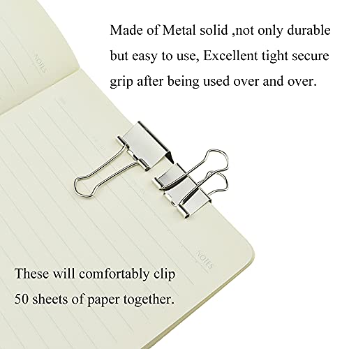 HAHIYO Binder Clips Paper Clamps Spring Steel Sturdy 0.98 inches Width 0.31 Inch Capacity No Sharp Edges Heavy Duty Tight Grip Reusable Silver Metal Bright Finish for Home Office School 25 Pack - size: Silver0.98in-25P