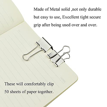 HAHIYO Binder Clips Paper Clamps Spring Steel Sturdy 0.98 inches Width 0.31 Inch Capacity No Sharp Edges Heavy Duty Tight Grip Reusable Silver Metal Bright Finish for Home Office School 25 Pack - size: Silver0.98in-25P