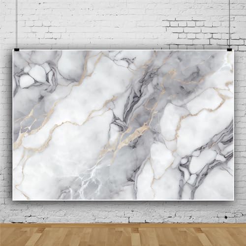 Leowefowa 5x3ft Luxury Gray Marble Photography Backdrop Abstract Gradient Art White Gray Marble Background Luxury Modern Gold Texture Birthday Weeding Party Banner Studio Prop Decoration - size: 5x3ft