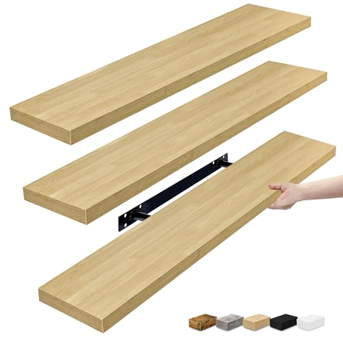 Sorbus Floating Shelves for Wall - 35 Inch Long Bathroom Shelves, Wall Decor for Bedroom, Kitchen, Living Room & Book Storage - Mounted Floating Shelf with Invisible Brackets (Maple Wood, 3 Pack) - color: Maple Wood, size: 35 Inch, style: 3 Pack