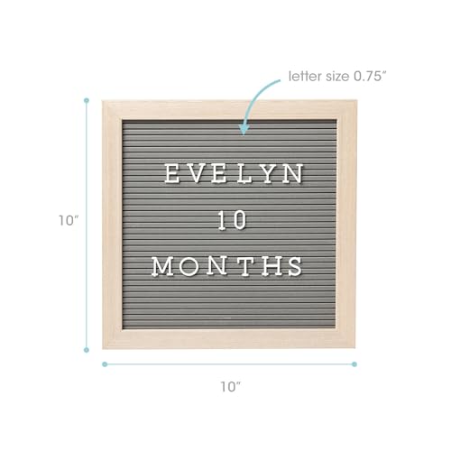 Pearhead Felt Wooden Letterboard Set - Ideal Photo Sharing Prop for Baby Announcements, Milestone Keepsake, Custom Message Board and Shower Gift - Includes 188 Letters, Numbers, and Symbols - 10" x 10" Gray - color: Gray Felt Letterboard