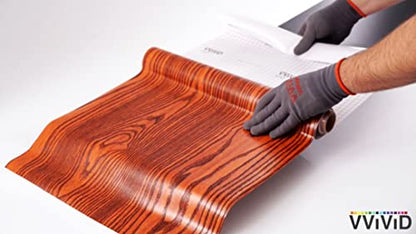 VViViD Red Ash Wood Natural Texture Architectural Vinyl Contact Film Roll (16" x 6.5ft) - size: 16" x 6.5ft