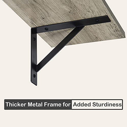 DINZI LVJ Long Shelf, 31.5 Inch Large Wall Mounted Shelves Set of 2, Easy-to-Install, Display Ledges with Sturdy Metal Brackets for Living Room, Bathroom, Bedroom, Kitchen, Laundry Room, Gray Wash - color: Grey Wash, size: 31.5 Inch