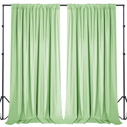 Sugargirl Wrinkle Free Sage Green Backdrop Curtains Polyester Photo Backdrop Drapes Curtains with Rod Pockets for Party Birthday Wedding Photography Home Decoration(5x7FT, 2 Panels) - color: Sage Green, size: W5' x H7' (2 panels)