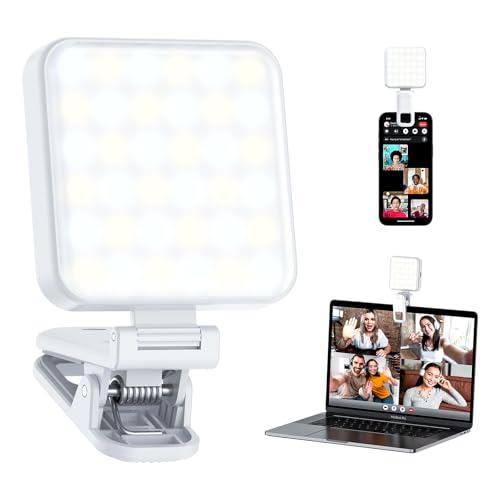 Portable Selfie Light for iPhone: Rechargeable Phone Fill Lights, Ring Light for Camera Picture, Makeup Photo, Video Conferences, Laptop Use, Zoom Meetings, TikTok, Vlog Photography - color: WHITE