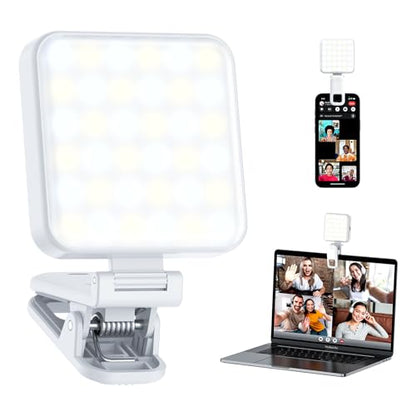 Portable Selfie Light for iPhone: Rechargeable Phone Fill Lights, Ring Light for Camera Picture, Makeup Photo, Video Conferences, Laptop Use, Zoom Meetings, TikTok, Vlog Photography - color: WHITE