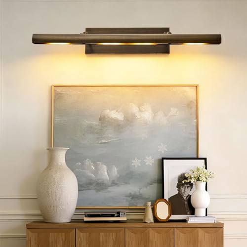 Art Picture Frame Wall Light: 30" Dimmable Antiquing Artwork Copper Painting Spotlight - Hardwired Swing Arm Rotatable 4 Lights over Pictures - Linear Accent Lighting above Photo for Gallery Museum - color: Antique Brass, size: 30"-4 Bulb