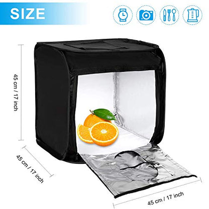 16''x16'' Photo Studio Light Box Photography with LED Lights, Portable Photo Background Shooting Tents with 4 Backdrops（Black, White, Blue,Green） - size: 16''×16''