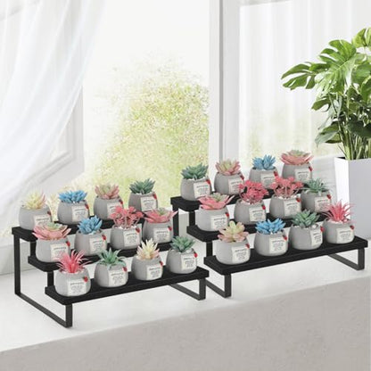 YINMIT Wooden Display Riser Stand, Tiered Perfume and Cologne Organizer Stand, 3 Tier Spice Rack Organizer, Rustic Display Shelf for Candles (3 Tier,2Pack,Black) - color: 3 Tier,2Pack,Black