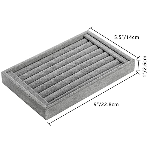 Foraineam 4 Pack Velvet 7 Slots Ring Earrings Trays Showcase Display Holder Drawer Insert Jewelry Storage Organizer