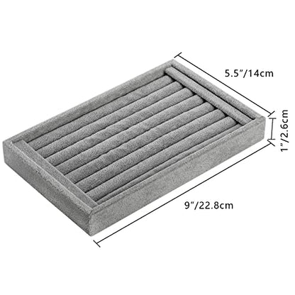 Foraineam 4 Pack Velvet 7 Slots Ring Earrings Trays Showcase Display Holder Drawer Insert Jewelry Storage Organizer