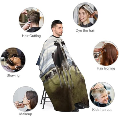 Farm Cow Pictures Barber Cape Professional Waterproof Barber Apron Hair Cutting Salon Cape Adjustable Cooking Kitchen Bib Aprons for Hair Stylist Makeup Home Use