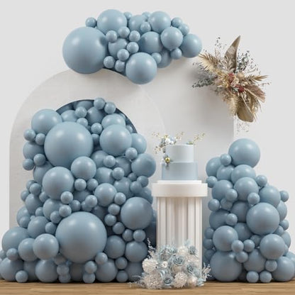 Double Stuffed Balloons Dusty Blue Different Size 115Pcs 5/10/12/18" Slate Dusty Blue Balloons Garland for Birthday Baby Shower Bridal Shower Gender Reveal Bear Neutral Theme Party - color: Slate Blue