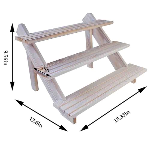 2pcs White Display Riser, Earring Display Stands, Showcase Cascading Merchandise Organizer Tray Vendor Display Supplies for Tabletop Shows Solid Wood (3tier) - color: White-3tier-2pcs