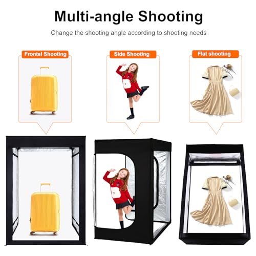 48"x56"x40" Large Photo Studio Light Box Photography, 6 Light LED Panels Dimmable Shooting Tent with 3 Color Backdrops Continuous Lighting Softbox for Model Clothing Photography - size: 48x56 in (6 LED Strips)