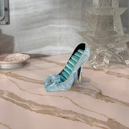 Ring Holder High Heel Shoe Design Fashion Jewelry Organizer Display Birtyday Gift (Blue) - color: Blue